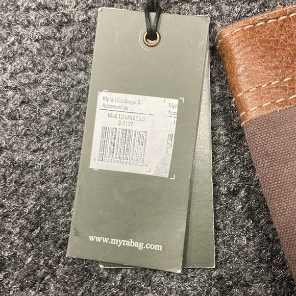 Myra Bag Wine Tote Canvas Leather Working from Nine to Wine NWT Bag Travel Gift - Picture 4 of 5